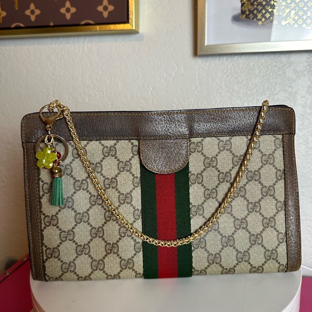👜GUCCI GG PVC Leather Sherry Line Crossbody Bag - Picture 1 of 14